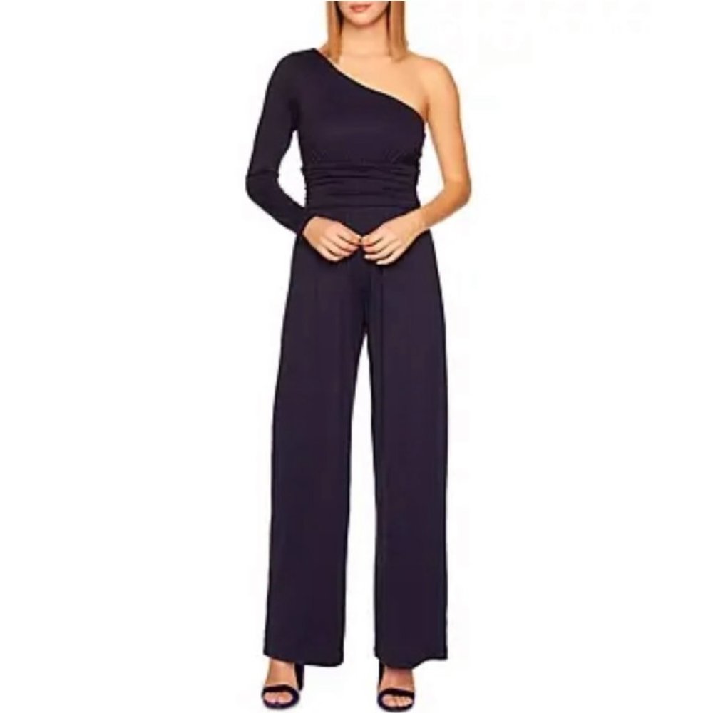 NWT Susana Monaco One Arm Long Sleeve Criss Cross Waist Purple Jumpsuit Size…